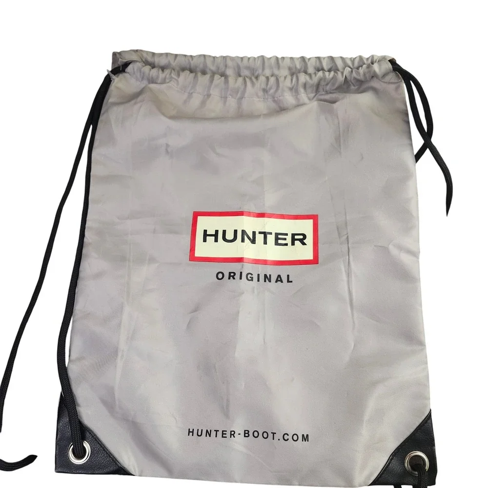 Hunter Original Grey Nylon Drawstring Backpack Cinch Bag Logo Sport Gym Sackpack